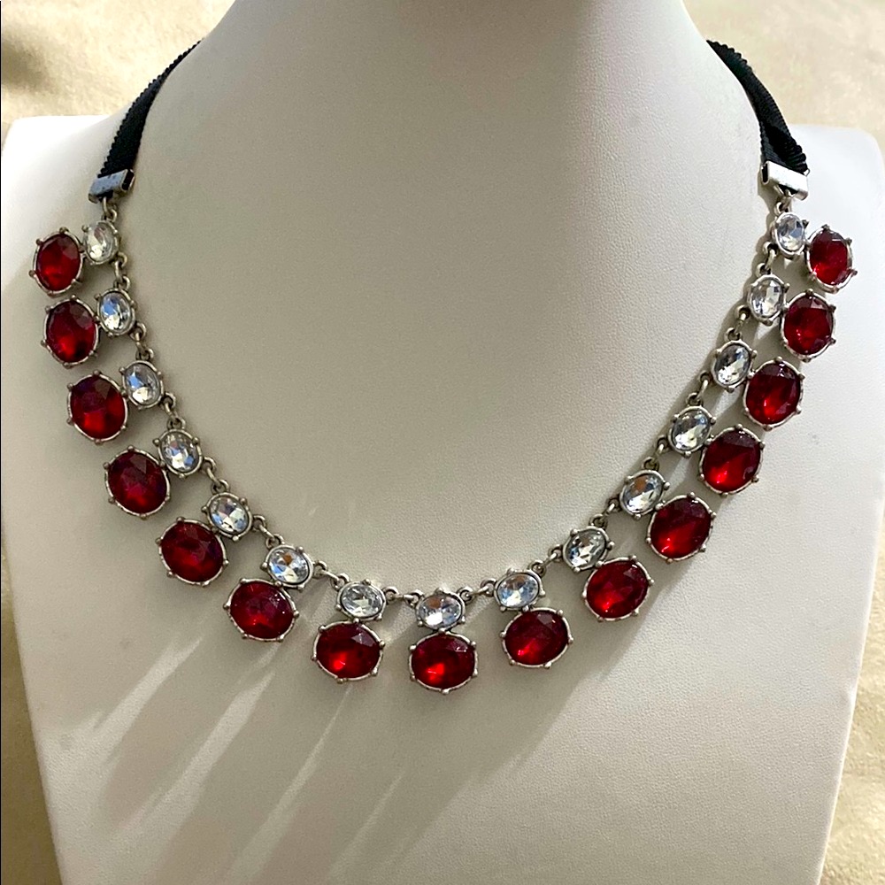 Glamorous Ruby And Crystal Necklace